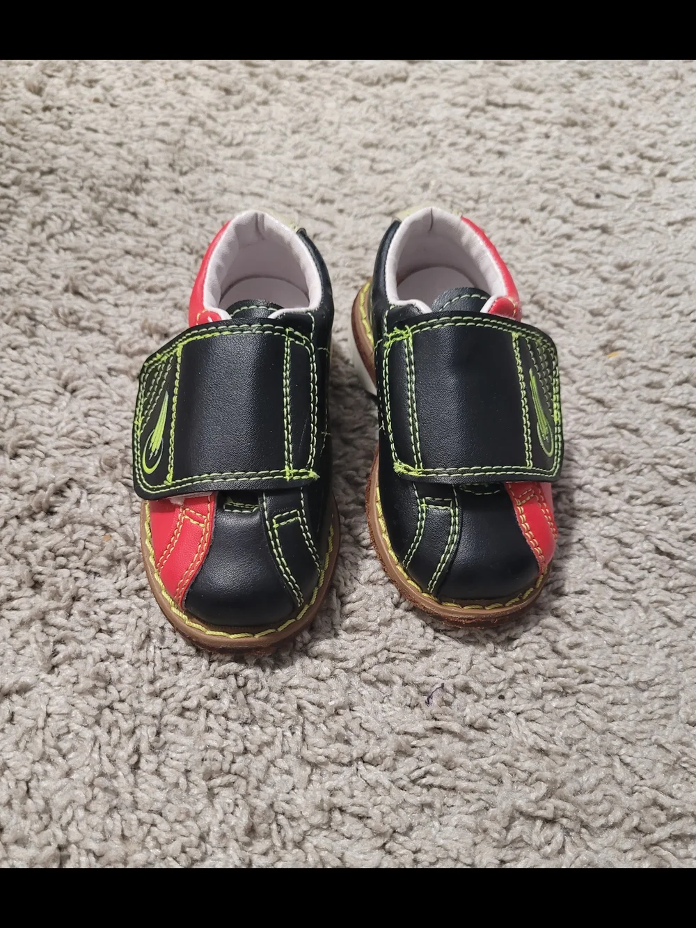 Kids Black and Red Hook-and-Loop Sneakers